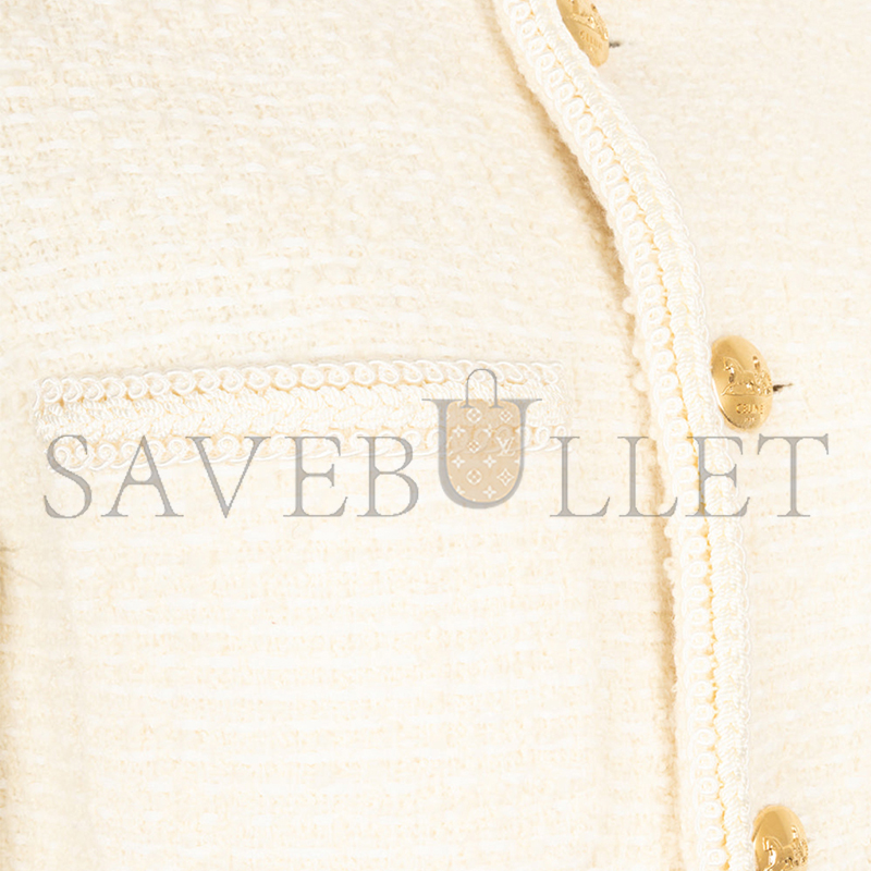 CELINE PATCH POCKET TWEED JACKET IVORY 